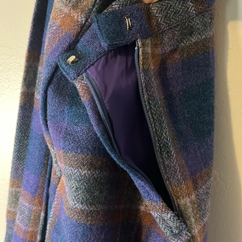 Vintage 60s 70s Braemar 100% Wool Pleated Multicolor Plaid Lined Midi Skirt Sz 8 - Picture 5 of 10